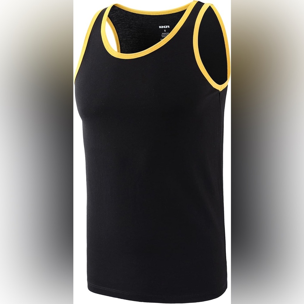 Men's Black Tank Top with Yellow Trim